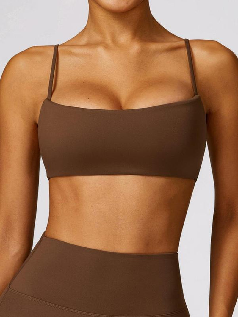 Women'S Solid Spaghetti Strap Backless Wireless Sports Bras, Sporty Comfort Quick Drying Push up Bra, Sports Bra for Women, Ladies Sportswear for Yoga Gym, Womenswear, Athletic Wear, Birthday Gifts