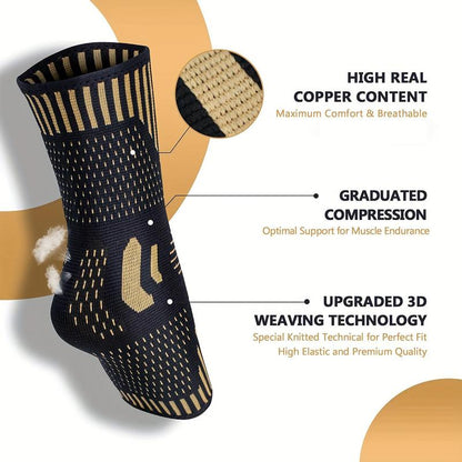 1 Pair Copper Ankle Sleeve-Ankle Heel Protection for Sports and Fitness High Stretch and Breathable, Christmas Gift