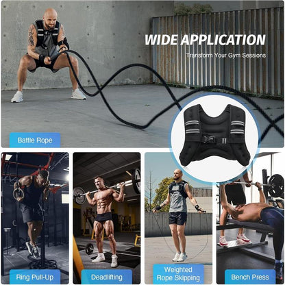 ZELUS Weighted Vest, 6Lb/8Lb/12Lb/16Lb/20Lb/25Lb/30Lb Weight Vest with Reflective Stripe for Workout, Strength Training, Running, Fitness, Muscle Building, Weight Loss, Weightlifting ZELUS