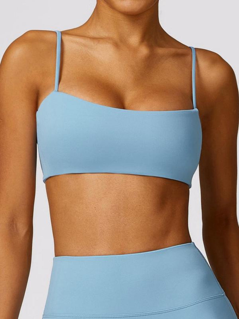 Women'S Solid Spaghetti Strap Backless Wireless Sports Bras, Sporty Comfort Quick Drying Push up Bra, Sports Bra for Women, Ladies Sportswear for Yoga Gym, Womenswear, Athletic Wear, Birthday Gifts